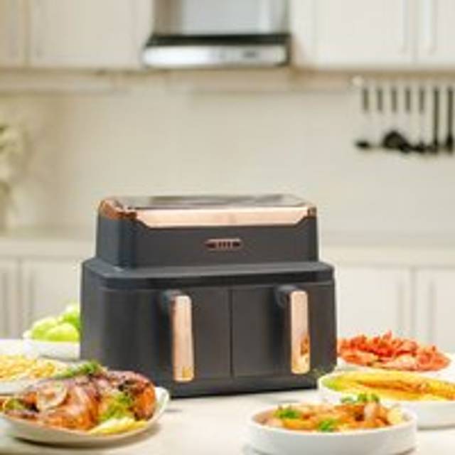 ELLE Dual Air Fryer in Grey and Rose Gold - One Size