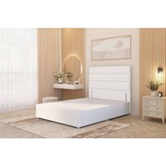 Chambery Divan Bed Frame with 54" Floor Standing Headboard Plush Velvet - White - Small Double