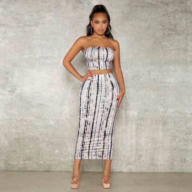 Radiana Summer;Tie Dye Tube Top & Pencil Skirt