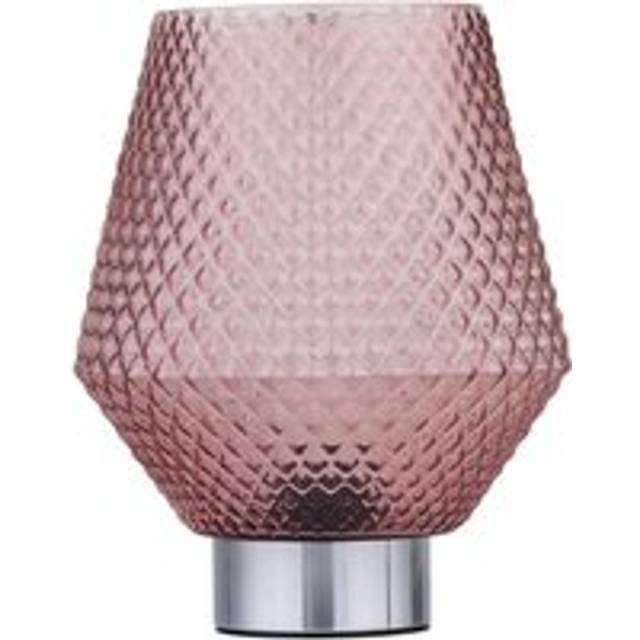 Porter - Battery Operated Chrome Lamp with Pink Textured Glass