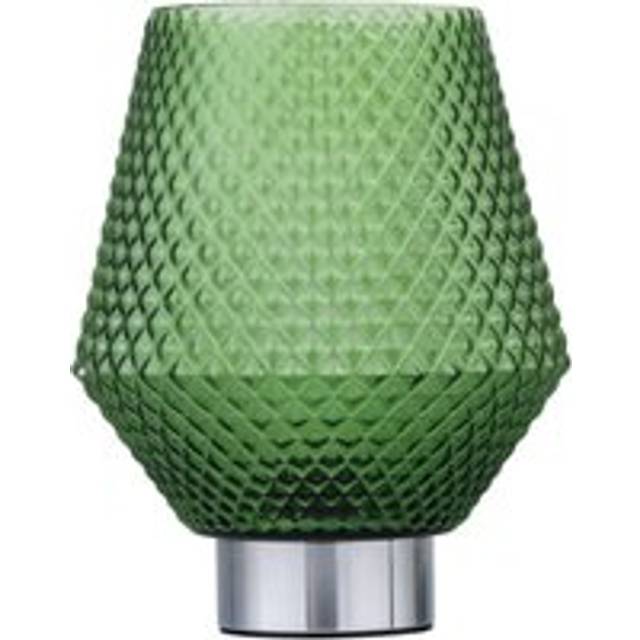 Porter - Battery Operated Chrome Lamp with Green Textured Glass