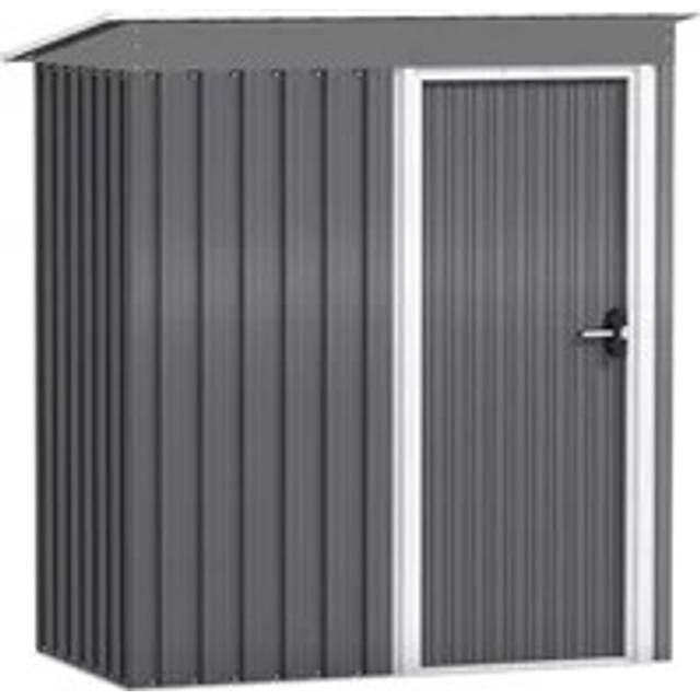 Outsunny 5 x 3ft Garden Storage Shed with Sliding Door and Sloped Roof, Lean to Outdoor Equipment Tool Shed for Garden, Light Grey