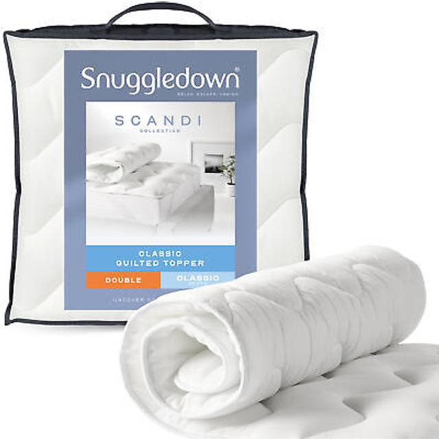Scandinavian Knitted 2.5cm Mattress Topper - White - Double Fitted