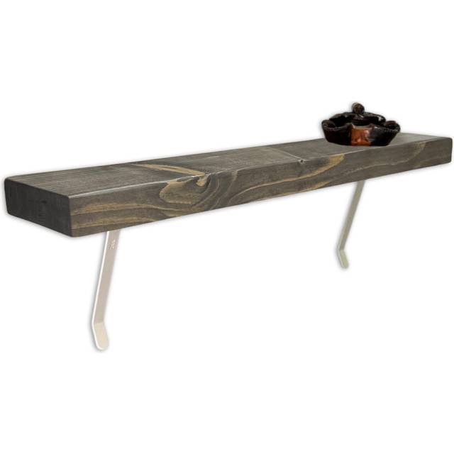 No Drill Radiator Shelf | Rustic Slim Narrow Shelf For Hallway | Chunky Wood - Driftwood (4.5cm H x 50cm W x 22cm D)