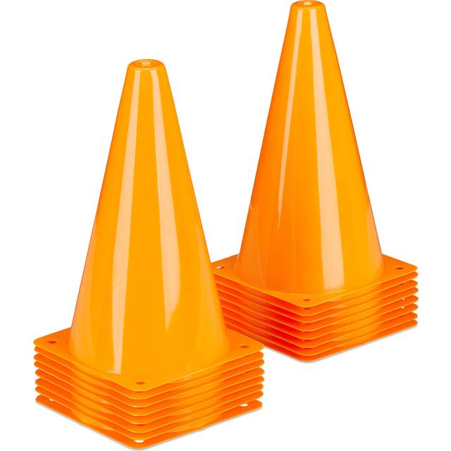 Relaxdays Unisex ungdom, relaxdagar, pyloner, set om 16 fotboll, hundträning, hästsport, markeringskon, 23 cm trafik, orange, 16 EU