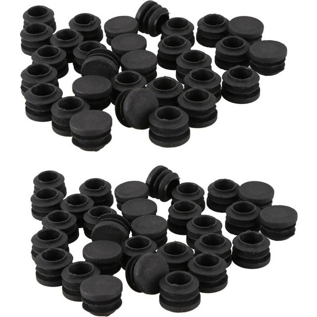 Round Table Chair Leg Tube Pipe Insert End Cap 19mm Dia 60Pcs Black