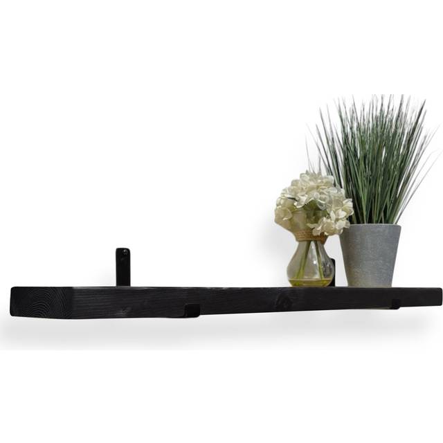 Rustic Shelf | Wall-Mounted Wooden Board With UP Brackets - Walnut (4.5cm H x 40cm W x 15cm D)