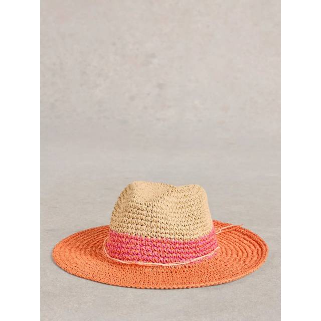 White Stuff Colour Block Fedora, Pink/Multi