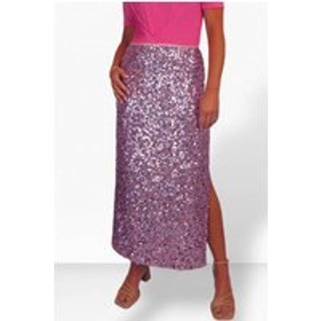 Sequin Maxi Skirt with Side Slit - Multi - 12-14