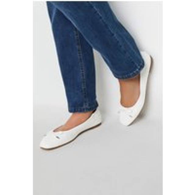 Lts Ivory White Woven Ballerina Pumps In Standard Fit Standard > 12 Lts | Tall Women's Ballerina Pumps - Standard 12