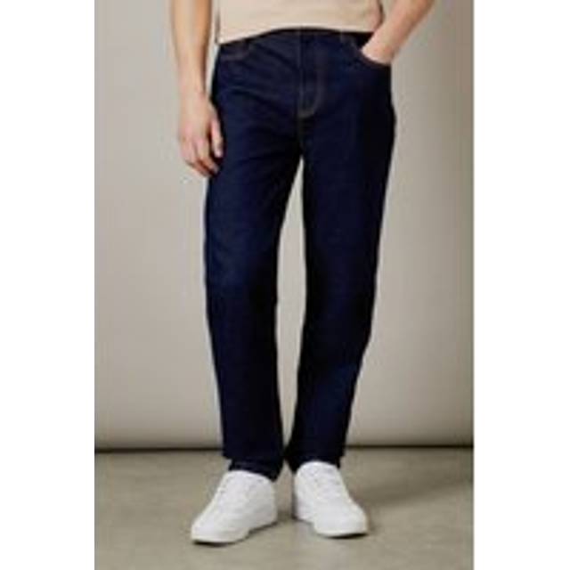 Mens Rinse Wash Stretch Tapered Fit Jeans - Dark Blue