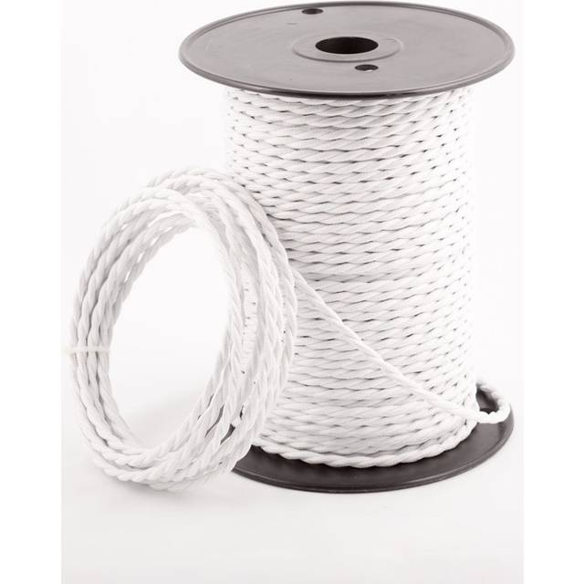 2Core Twisted Vintage Coloured 0.75Mm Braided Fabric Flexible Electrical UK Lighting Wire Cable - White (0.08cm W X 0.08cm D)