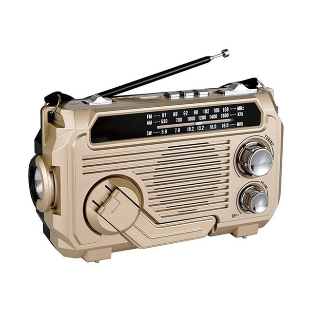 FM AM SW Radio Solar Charging Emergency Radios Receiver Hand Crank Bluetooth 5.2 Support TF USB Gold