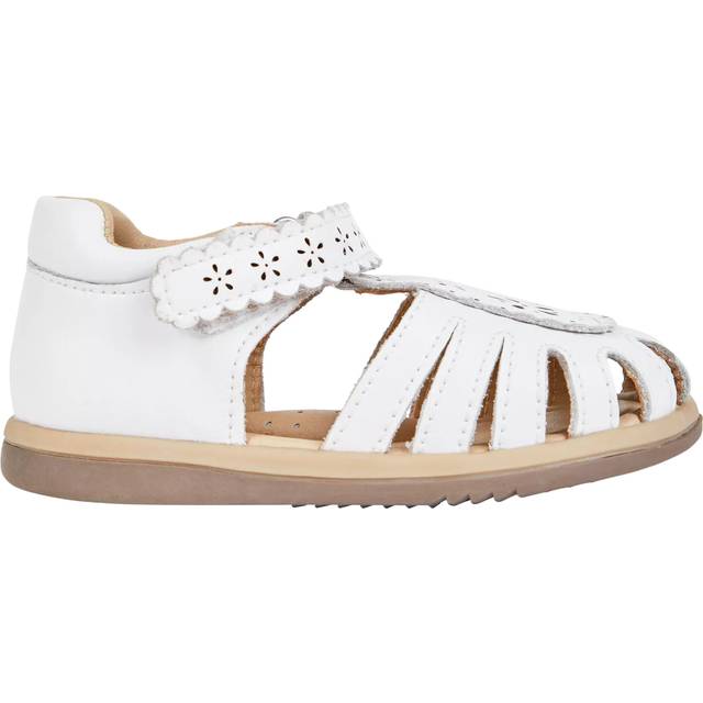 JoJo Maman Bébé Pretty Leather Closed Toe Sandals, White