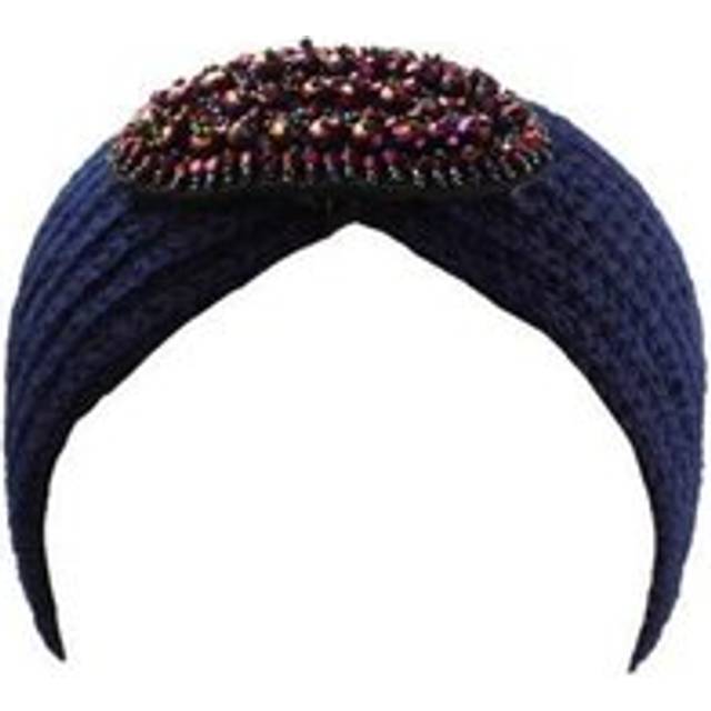 SVNX Womens Navy Knitted Headband With Purple Jewel Detail - One Size