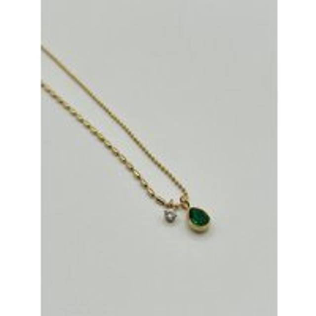 SVNX Women's Teardrop Pendant Necklace in Emerald - Gift Boxed in Gold - One Size