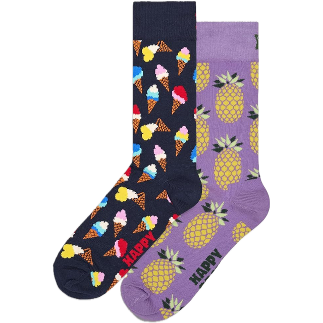 2-Pack Dessert Mix Socks - Navy, Yellow, Orange, Red, Purple - 36-40