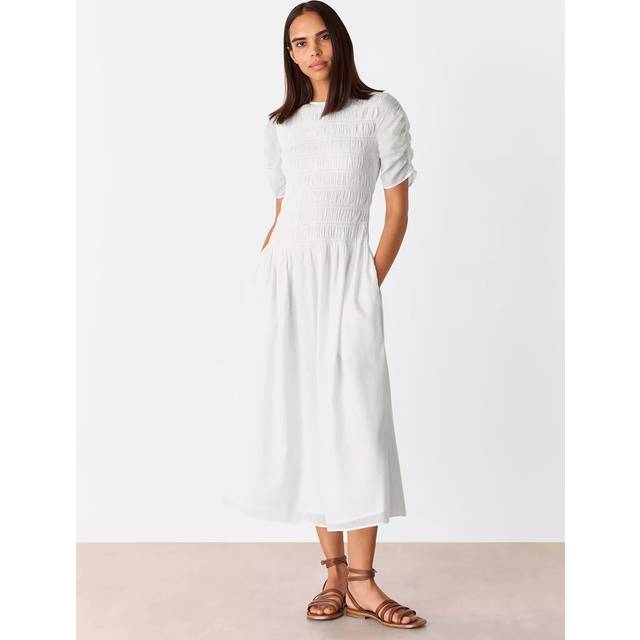 Whistles Avery Cotton Smocked Midi Dress