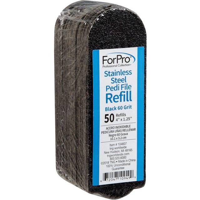 ForPro Professional Collection Stainless Steel Pedi File Refill EZStrip Peel Pedicure Refill Pads 125 W x 4 L 50Count Black 60 Grit