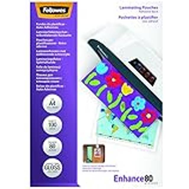 Fellowes A4 Laminating Pouches, Gloss, 160 Micron (2 x 80 Micron) Self adhesive, Pack of 100