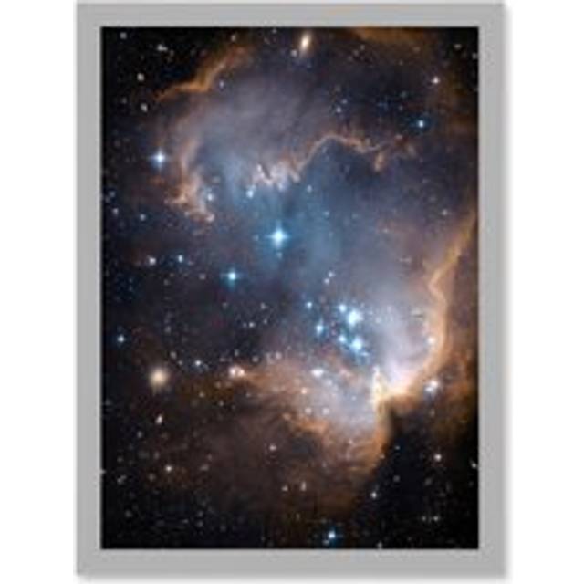 Wall Art Print Hubble Space Astronomy Observations Infant Stars Small Magellanic Cloud Galaxy Bright Blue Glowing Star Cluster NGC 602 Nebula Dust Pil - Brown - A4