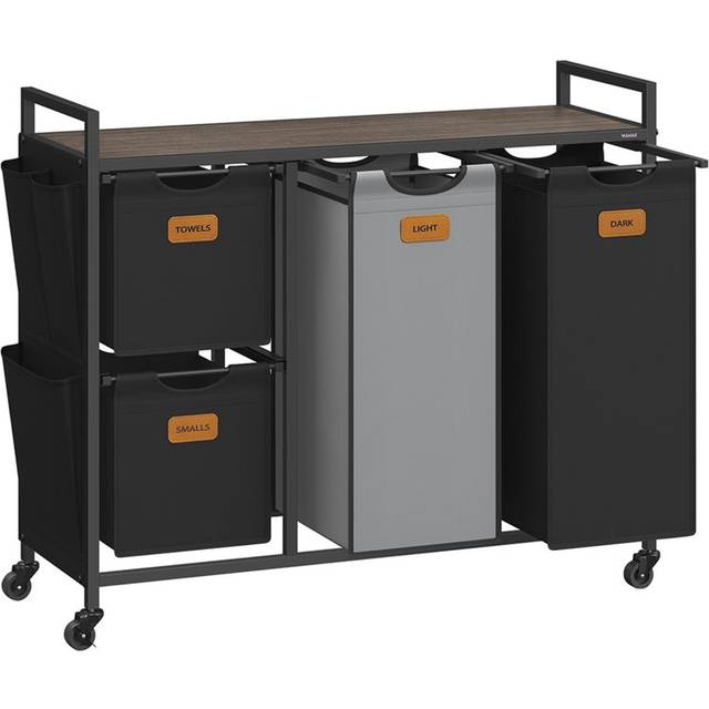 150 L Laundry Hamper With 4 Compartments - Black