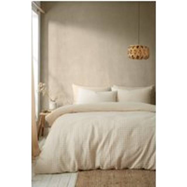 Pineapple Elephant Muscat Waffle Duvet Cover Bedding Set Natural - Beige