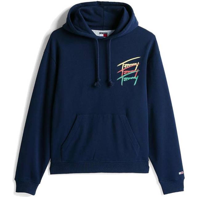 Sweatshirt Tommy Jeans Relaxed 3 Color Sign Hoodie Blue XL (XL)
