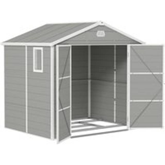 Outsunny 8 X 6Ft Garden Shed Storage W/ Foundation Kit, Vents, Light Grey, Grey