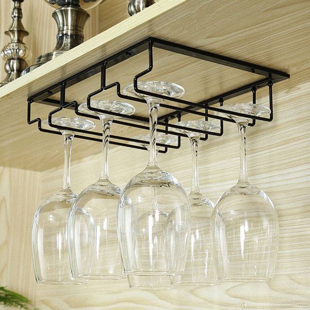 Tilley Hanging Wine Glass Rack - Black (5.5cm H X 30cm W X 22.5cm D)