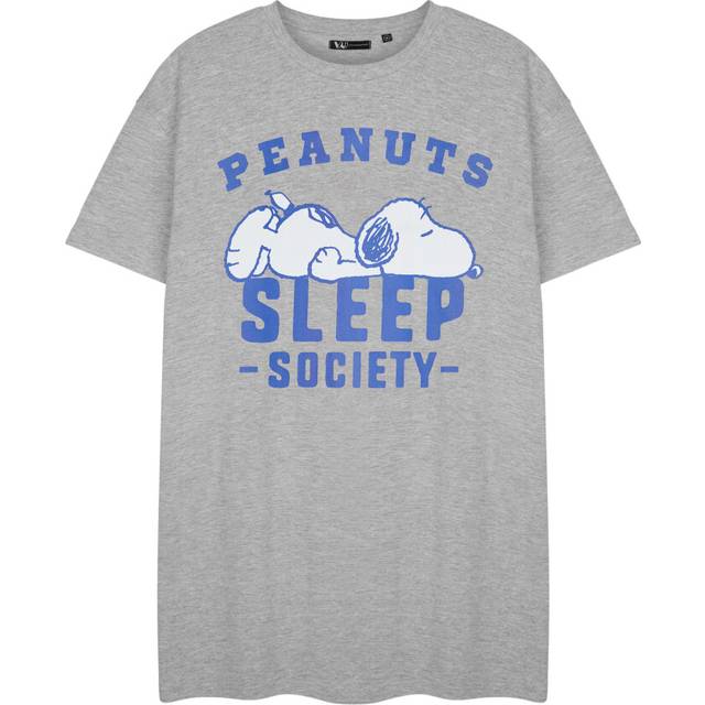 (Small) Peanuts Snoopy Short Sleeve Nightdress (Womens Grey)