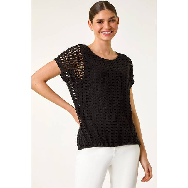 Cut Out Detail Stretch Top - Black - 10