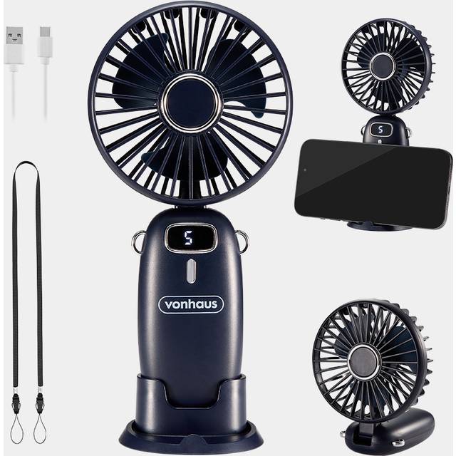 Rechargeable Handheld Fan & Phone Holder – Navy