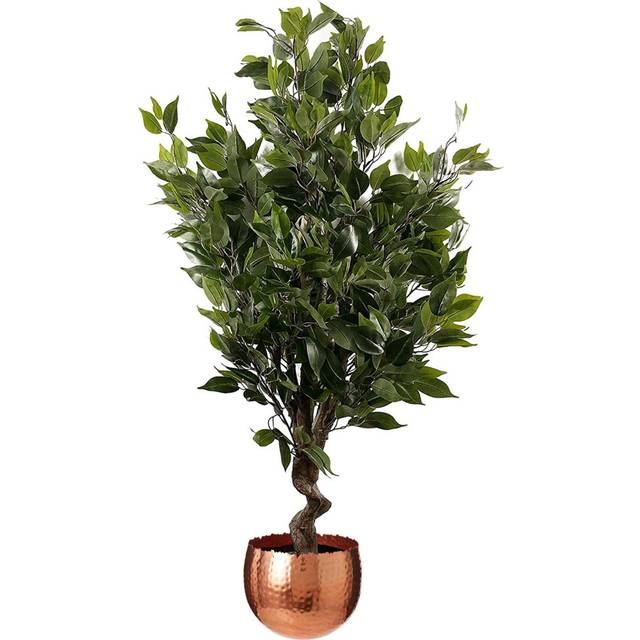Leaf Realistic Artificial Ficus Tree / Plant Bush Ficus Curve Planter - Copper (110cm H x 61cm W x 61cm D)