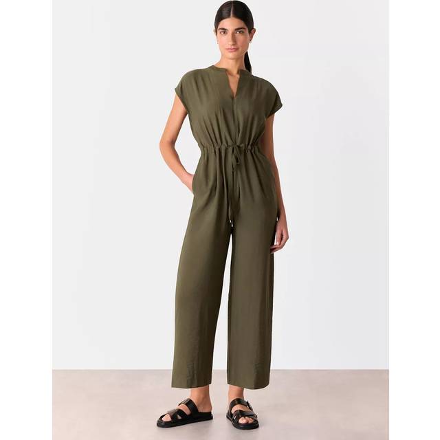 Whistles Drawstring Waist Sleeveless Jumpsuit, Khaki