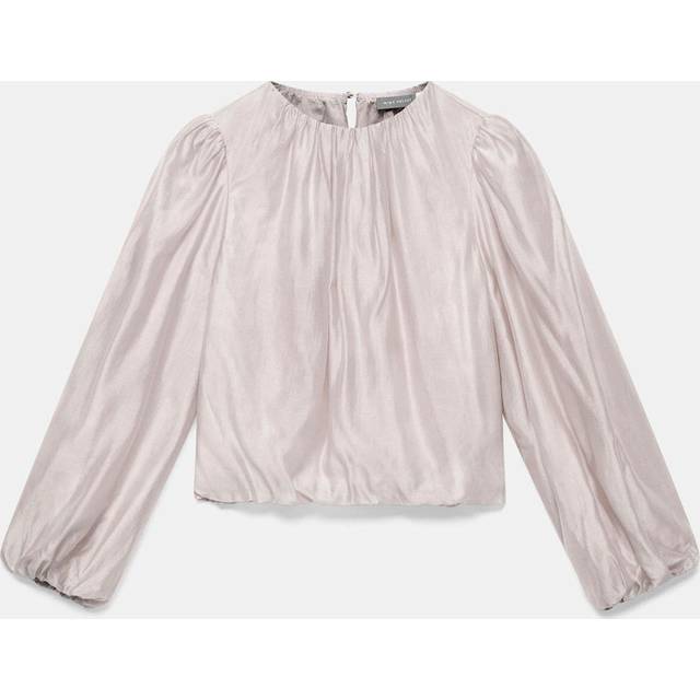 Mint Velvet Sheer Puff Sleeve Blouse, Natural Multi