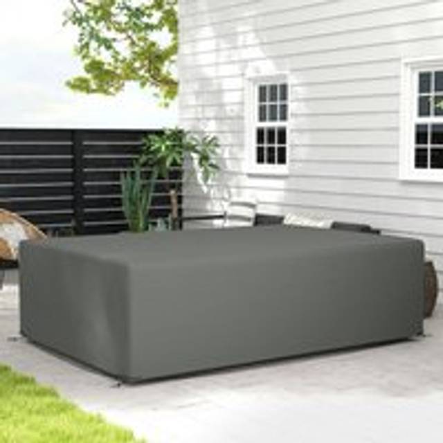 Outsunny Dark Grey Wicker Rattan Garden Furniture Cover 245 x 165 x 66cm - 66 x 165 x 245cm