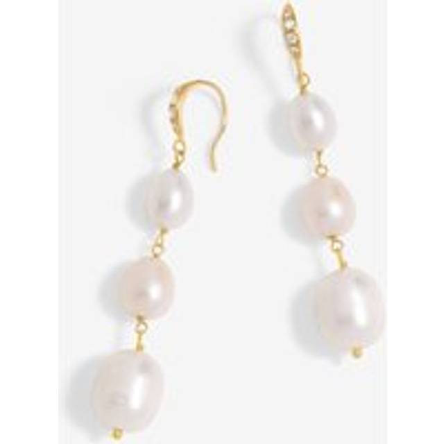 Jon Richard Triple Pearl Drop Earrings, Gold