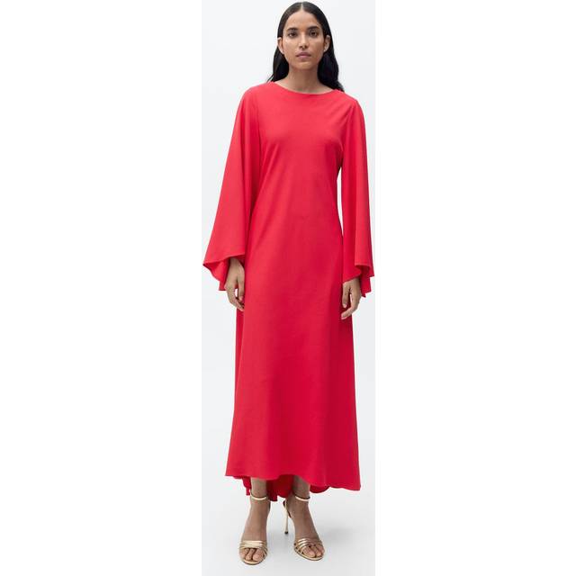 Mango Rosa Drape Maxi Dress, Bright Pink