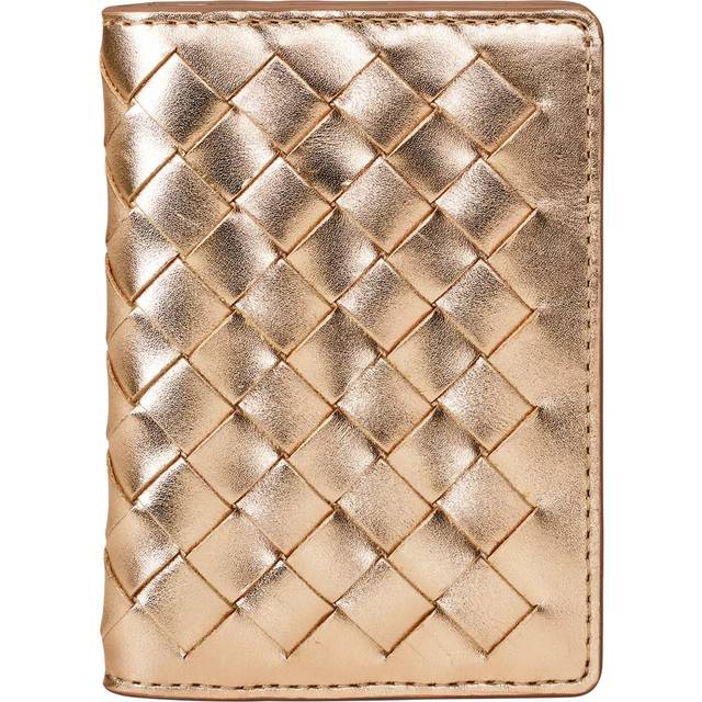 Aspinal of London Woven Metallic Leather Double Fold Card Case