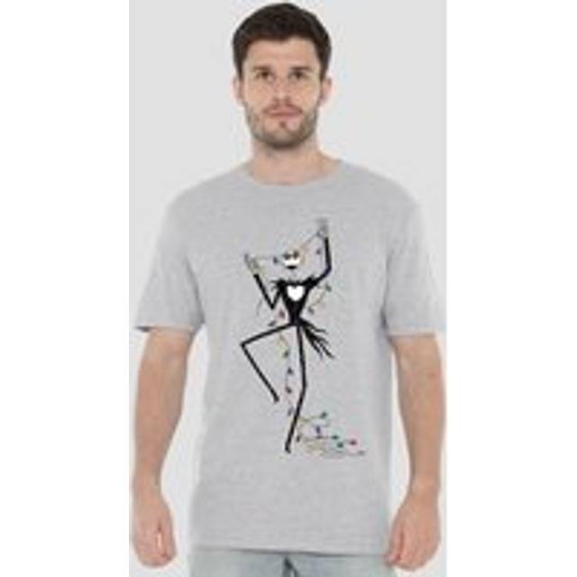 The Nightmare Before Christmas Jack Fairy Lights Mens T-Shirt Grey - XL