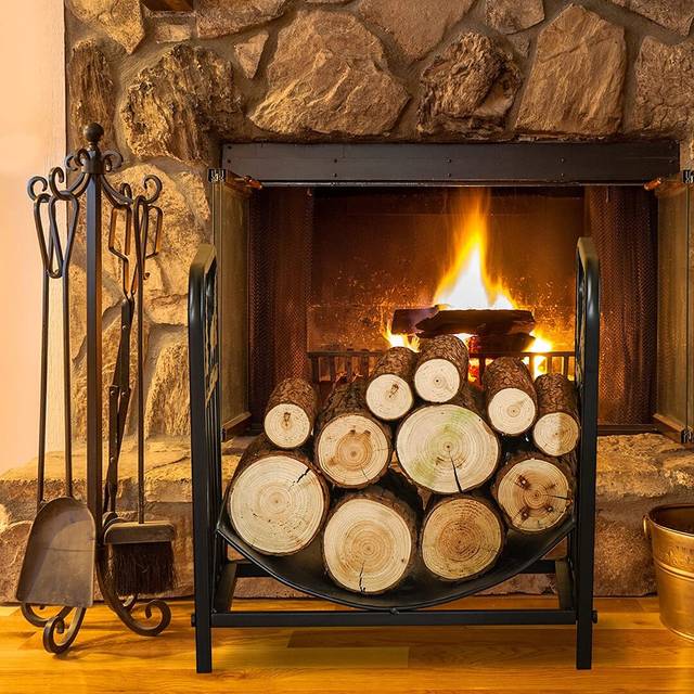 Tribeca 43Cm W x 42Cm D Metal Log Rack - Black (43cm H X 42cm W X 33.5cm D)