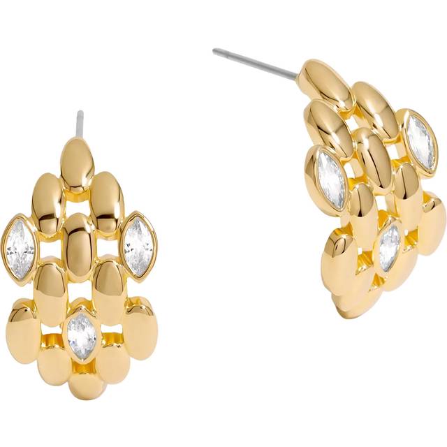 Jon Richard Cubic Zirconia And Polished Chain Demi Hoop Earrings