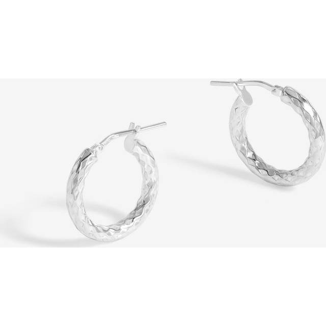 Sterling Silver 925 Polished Diamond Cut Mini Hoop Earrings - One Size