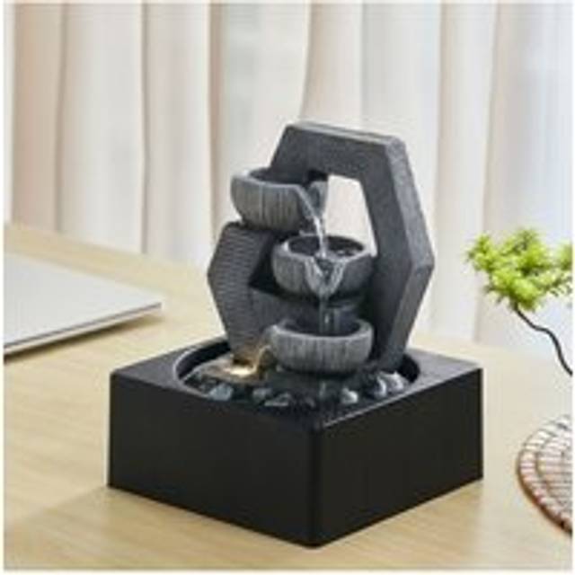 Cascade Tabletop Water Fountain Deco with LED Light - Grey - One Size