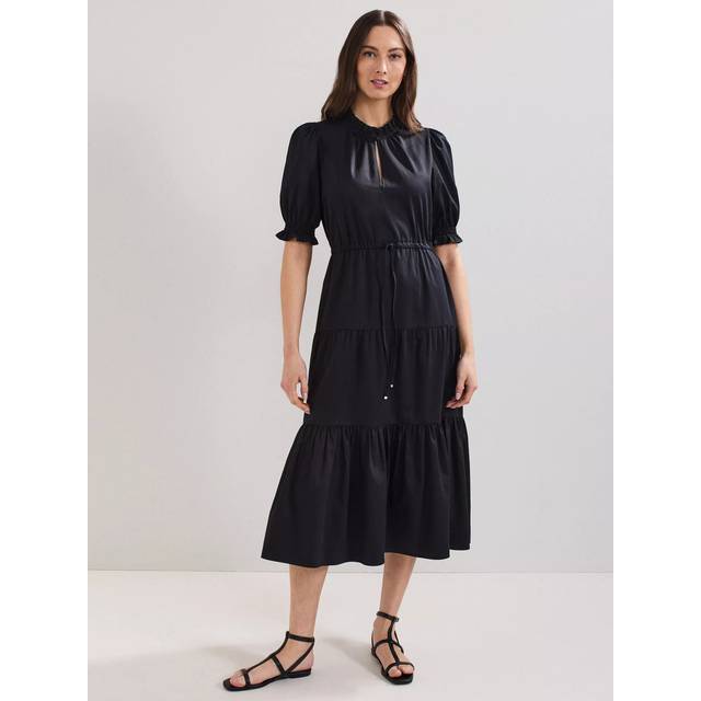 Phase Eight Jen Cotton Tiered Midi Dress, Black