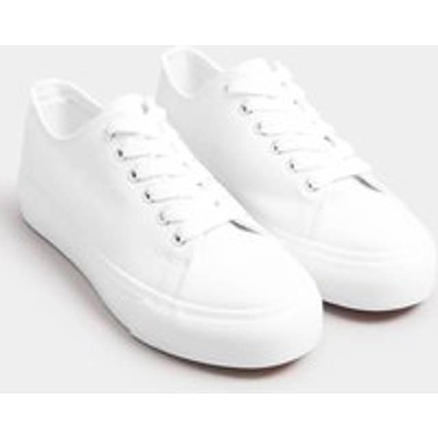 White Canvas Trainers In Wide E & Extra Wide eee Fit - 9EEE