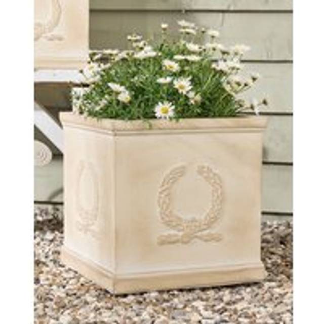 Beige Large Planter Fibreclay Summer Outdoor Garden Planter Plant Pot