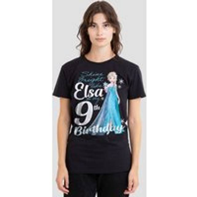 Frozen Bright Like Elsa 9th Birthday T-Shirt, Black - XXL