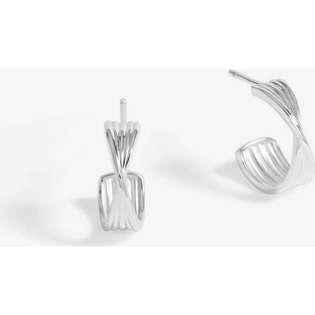 Simply Silver Polished Twist Hoop Earrings, Silver